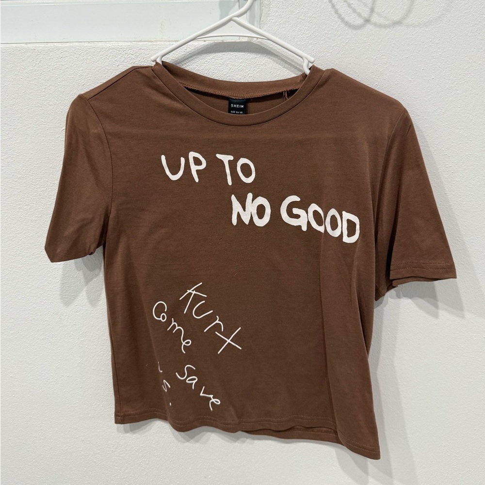 Up to no good brown graphic tee